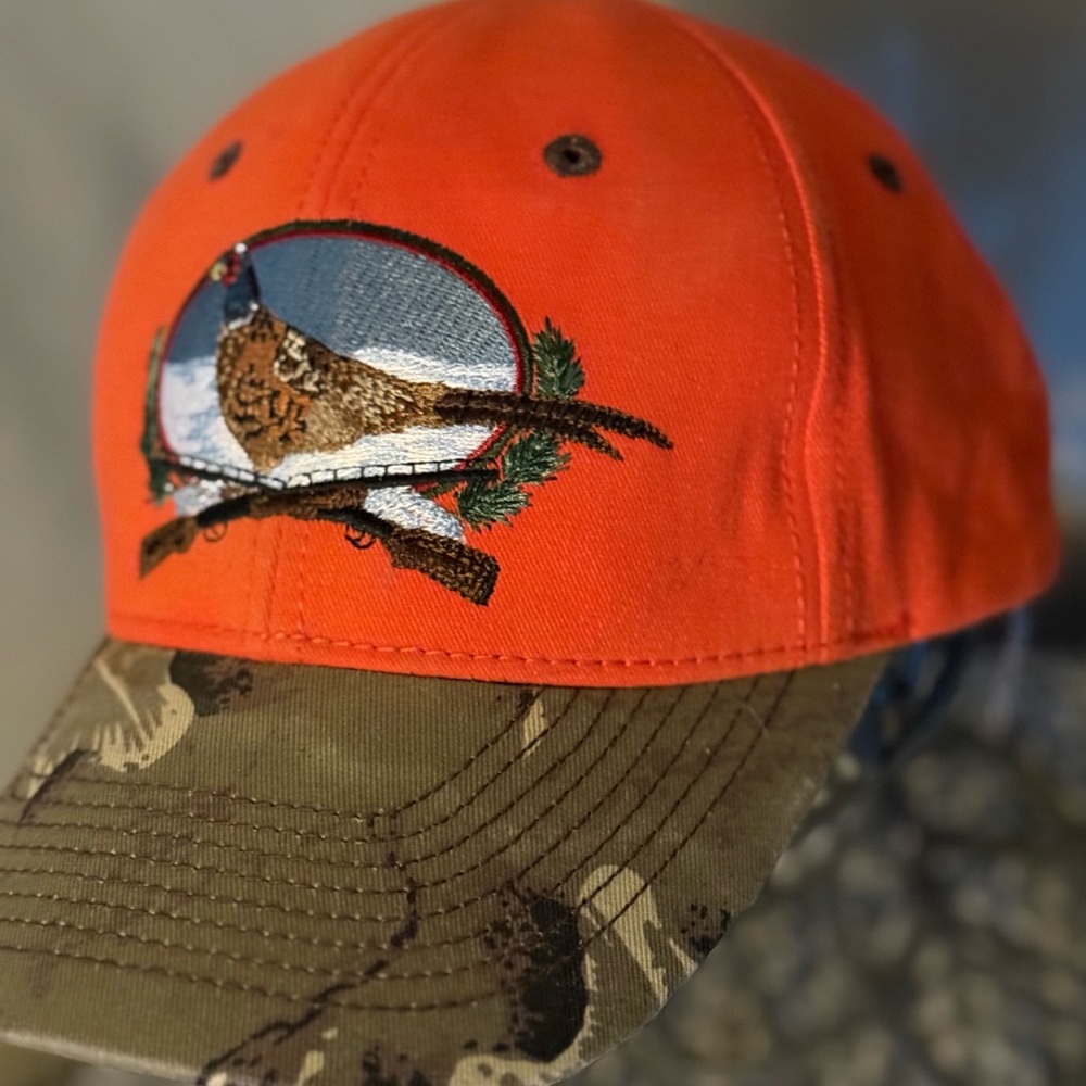 Source Unknown Orange and Camouflage Hat